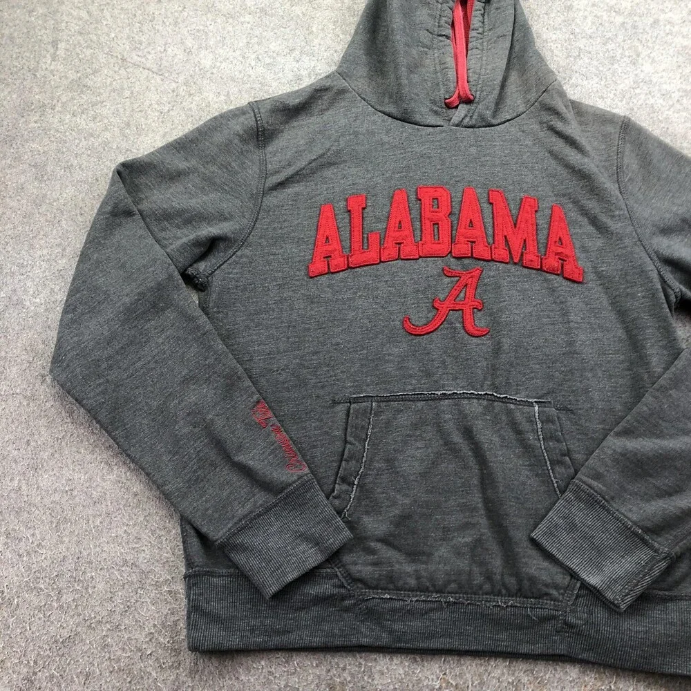 Alabama Crimson Tide Hoodie Womens L Gray NCAA Football Pressbox Sweatshirt